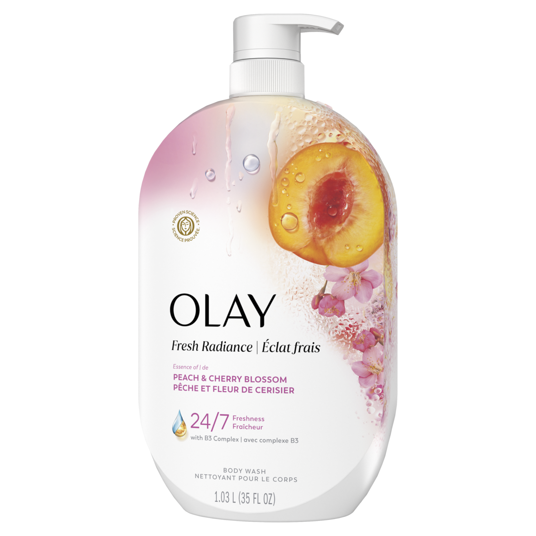 Olay Fresh Radiance Body Wash With Essence Of Peach And Cherry Blossom Vitamin B3 And Antioxidant Blend - 35oz/4pk