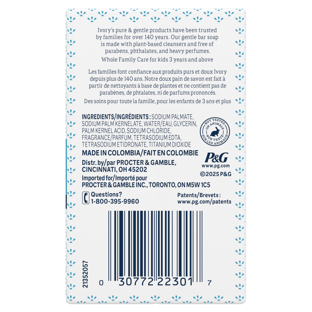 Ivory Gentle Bar Soap Designed For Whole Family 99.44% Pure Formula Plant-Based Cleansers Made Without Heavy Perfumes Parabens Or Phthalates Original Scent - (2x3.17)oz/36pk