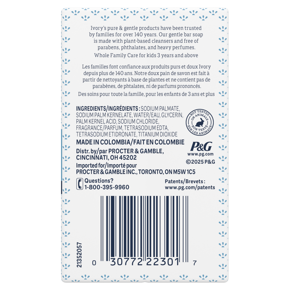 Ivory Gentle Bar Soap Designed For Whole Family 99.44% Pure Formula Plant-Based Cleansers Made Without Heavy Perfumes Parabens Or Phthalates Original Scent - (2x3.17)oz/36pk