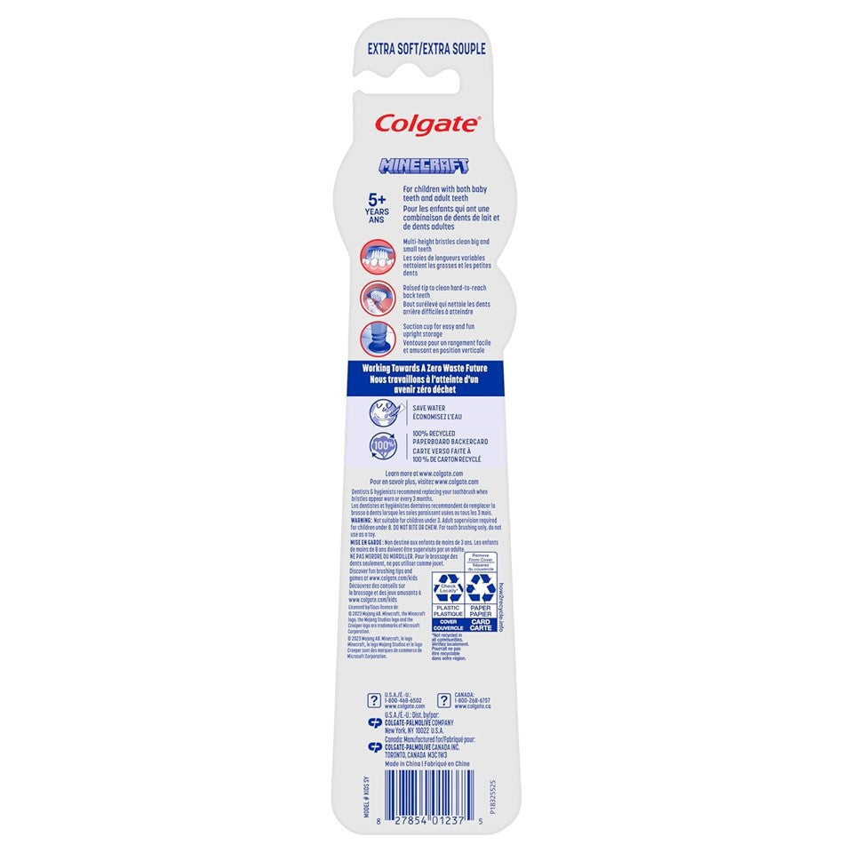 Colgate Kids 5+ Full Head Manual Toothbrush Minecraft Extra Soft - 2ct/36pk