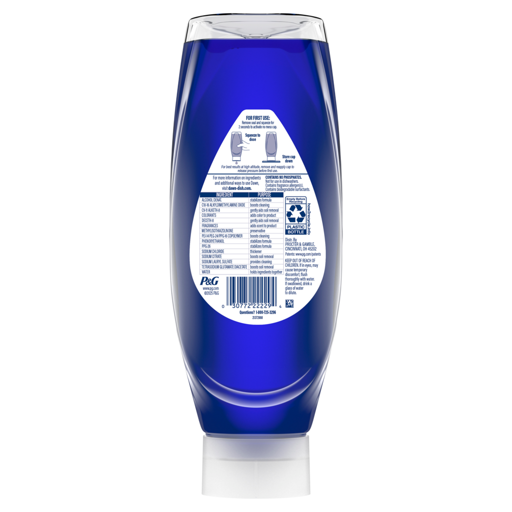 Dawn Platinum Ez Squueze Dish Soap Dishwashing Liquid Tough Grease Removal Fresh Rain - 24oz/8pk