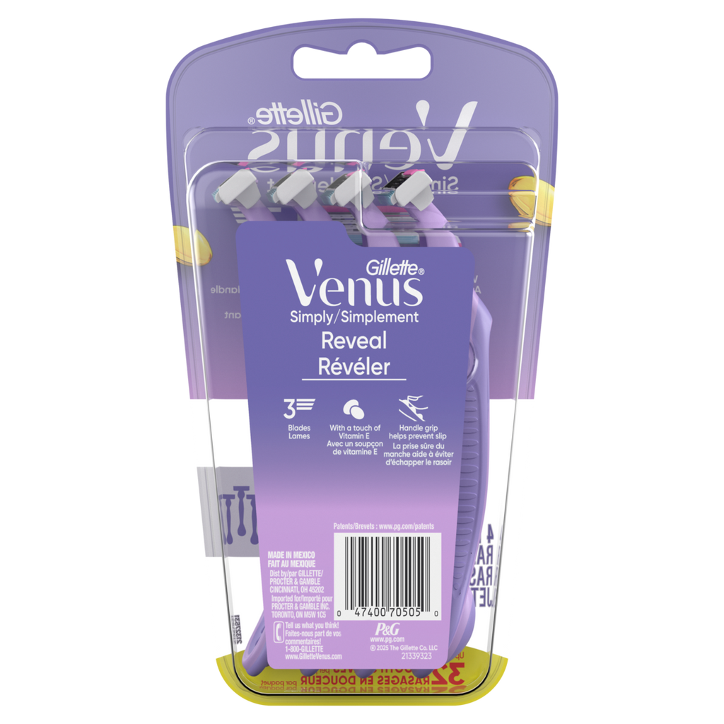 Venus Simply 3 Reveal Disposable Razors - 4ct/4pk