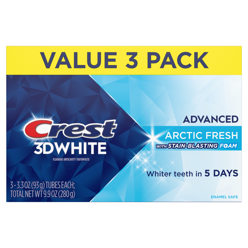 Crest Toothpaste 3Dwhite Advanced Teeth Whitening Arctic Fresh 3-Pack - (3x3.3)oz/4pk
