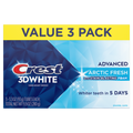 Crest Toothpaste 3Dwhite Advanced Teeth Whitening Arctic Fresh 3-Pack - (3x3.3)oz/4pk