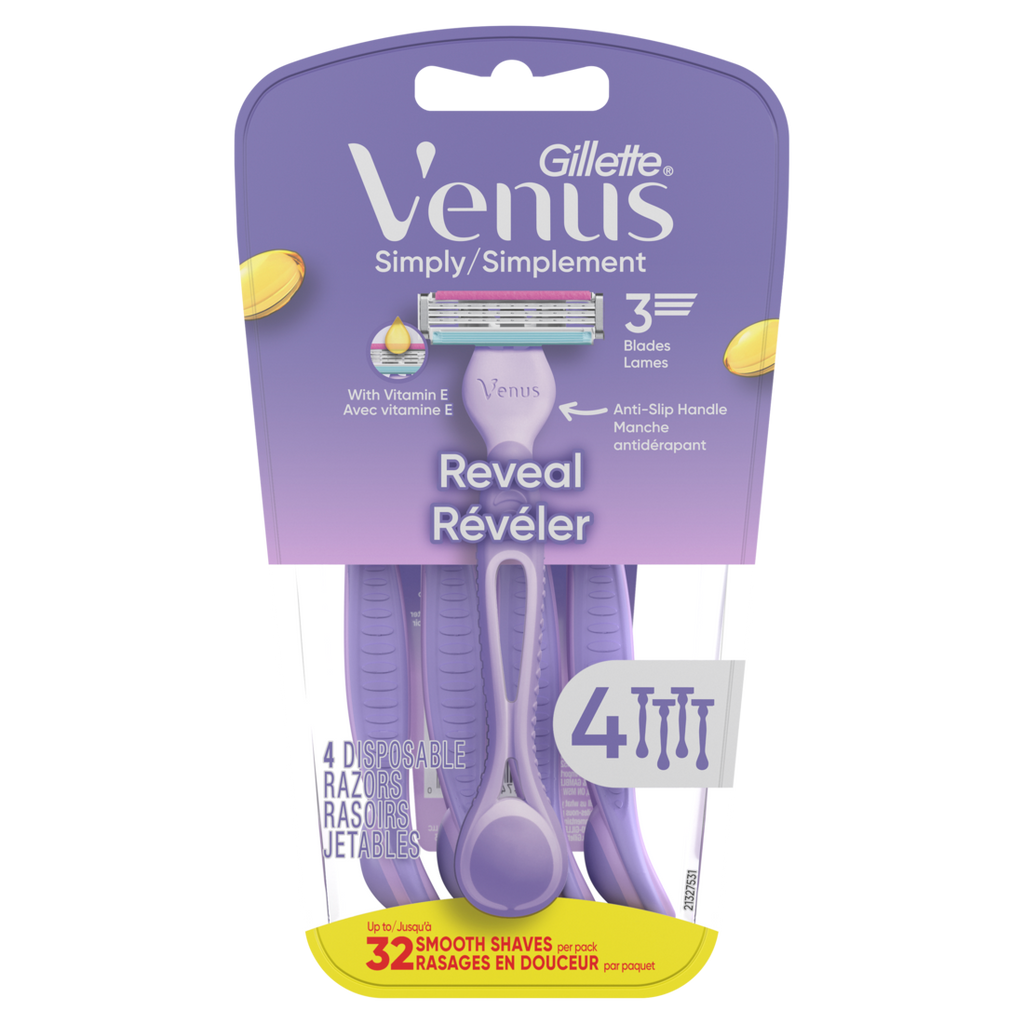 Venus Simply 3 Reveal Disposable Razors - 4ct/4pk