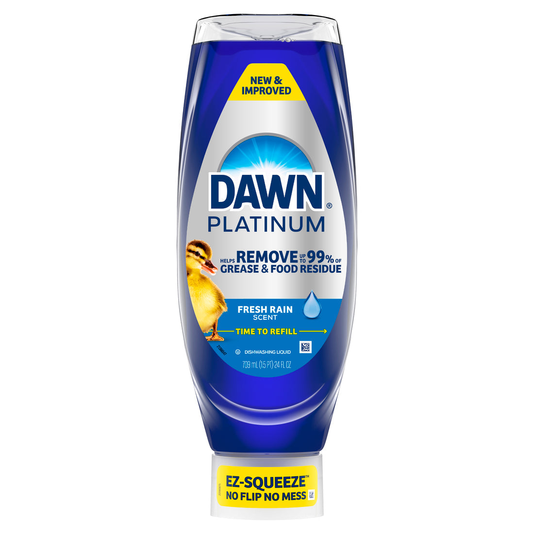 Dawn Platinum Ez Squueze Dish Soap Dishwashing Liquid Tough Grease Removal Fresh Rain - 24oz/8pk