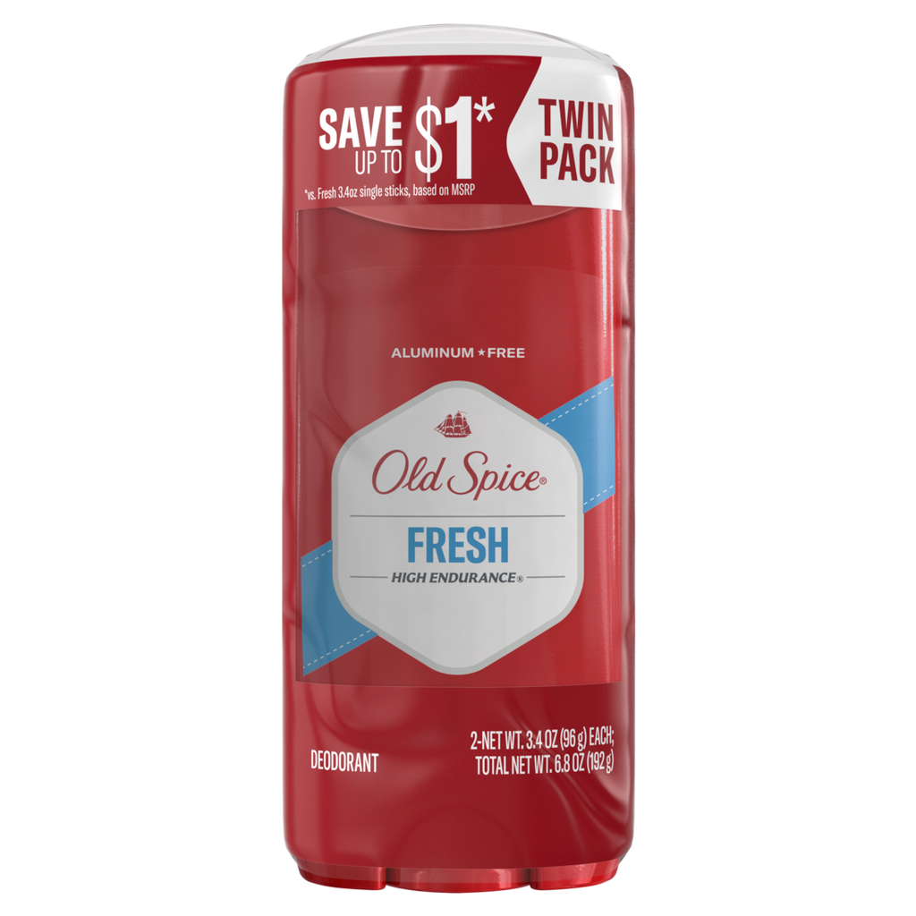 Old Spice Aluminum Free Deodorant For Men High Endurance Fresh Twin Pack - (2x3.4)oz/6pk