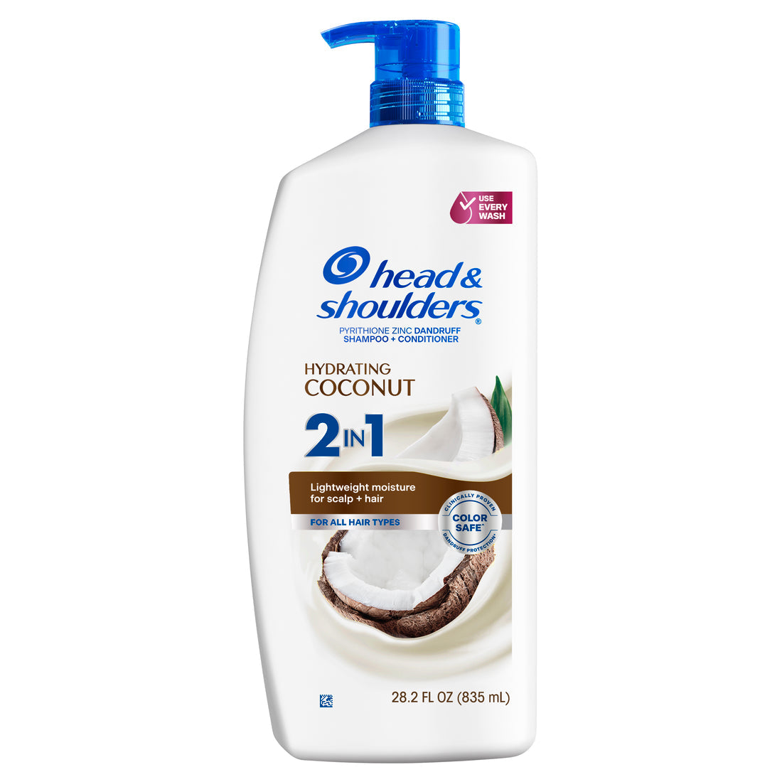 Head & Shoulders Coconut 2-in-1 Dandruff Shampoo And Conditioner Hydrating Lightweight Moisture Color Safe - 28.2oz/4pk