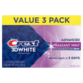 Crest Toothpaste 3Dwhite Advanced Teeth Whitening  Radiant Mint 3-Pack - (3x3.3)oz/4pk