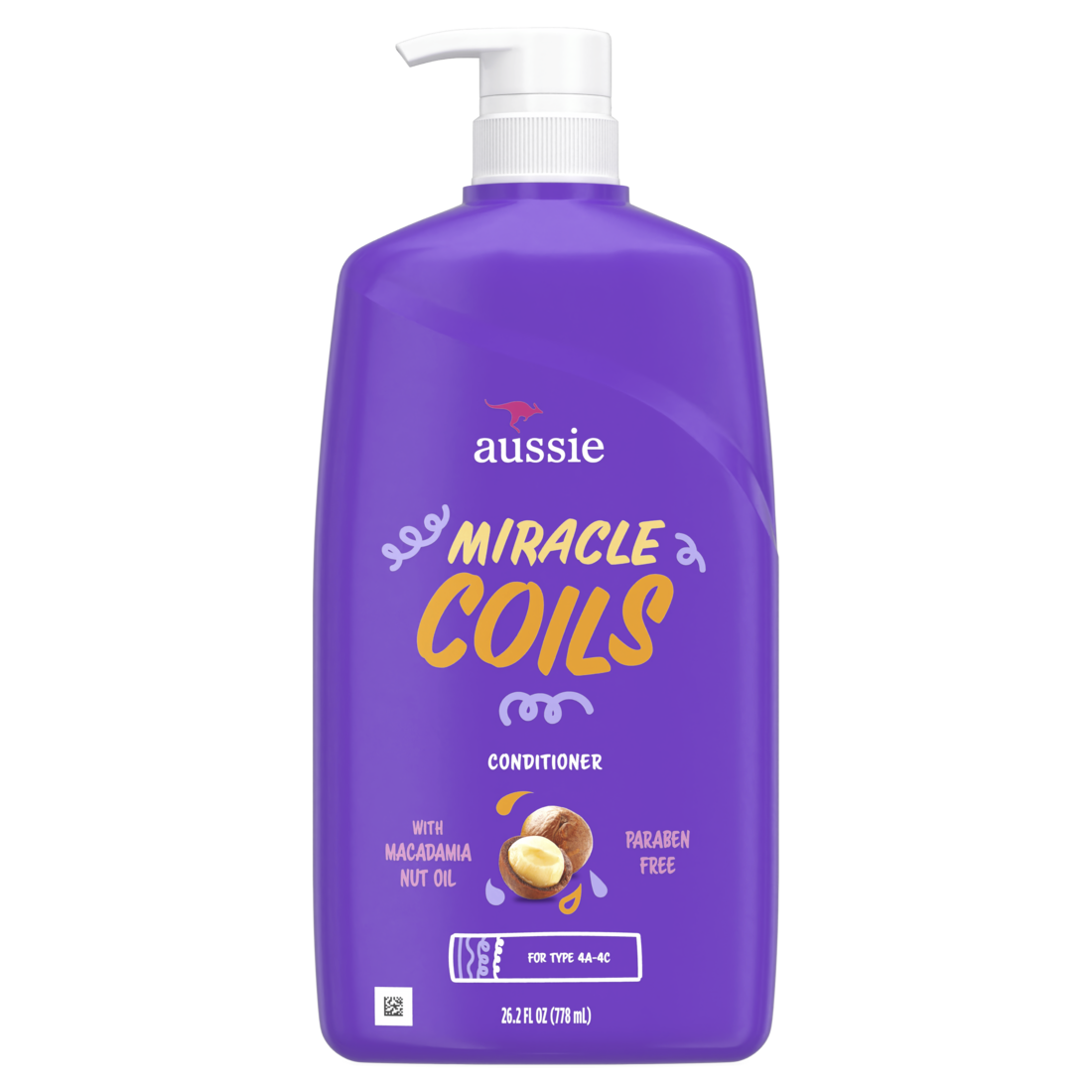 Aussie Miracle Coils Conditioner With Macadamia Nut Oil For Defined Coils Paraben Free - 26.2oz/4pk