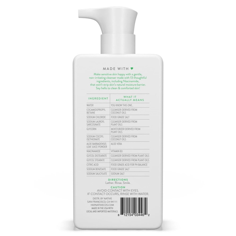 Native Sensitive Facial Cleanser Unscented Sulfate Free For All Skin Types - 12floz/6pk