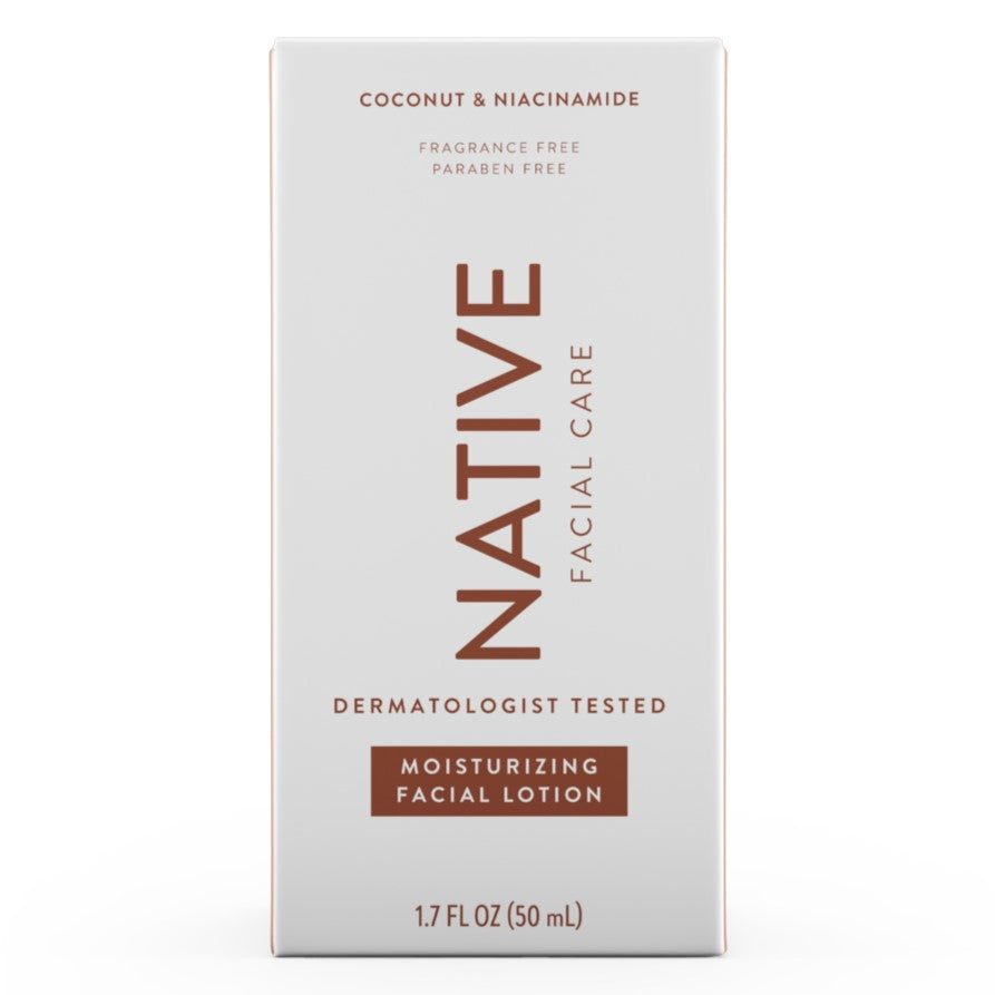 Native Moisturizing Facial Lotion Coconut & Vitamin B3 Sulfate Free for All Skin Types - 1.7oz/12pk