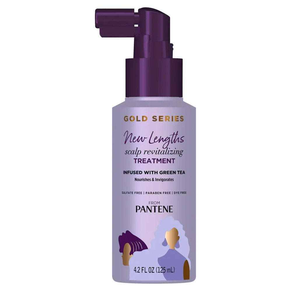 Gold Series New Lengths Scalp Revitalizing Treatment Infused With Green Tea Nourishes & Invigorates  For Natural Textured Curly Coily Hair Sulfate Free Paraben Free Dye Free From Pantene Ready For Growth - 4.2oz/12pk