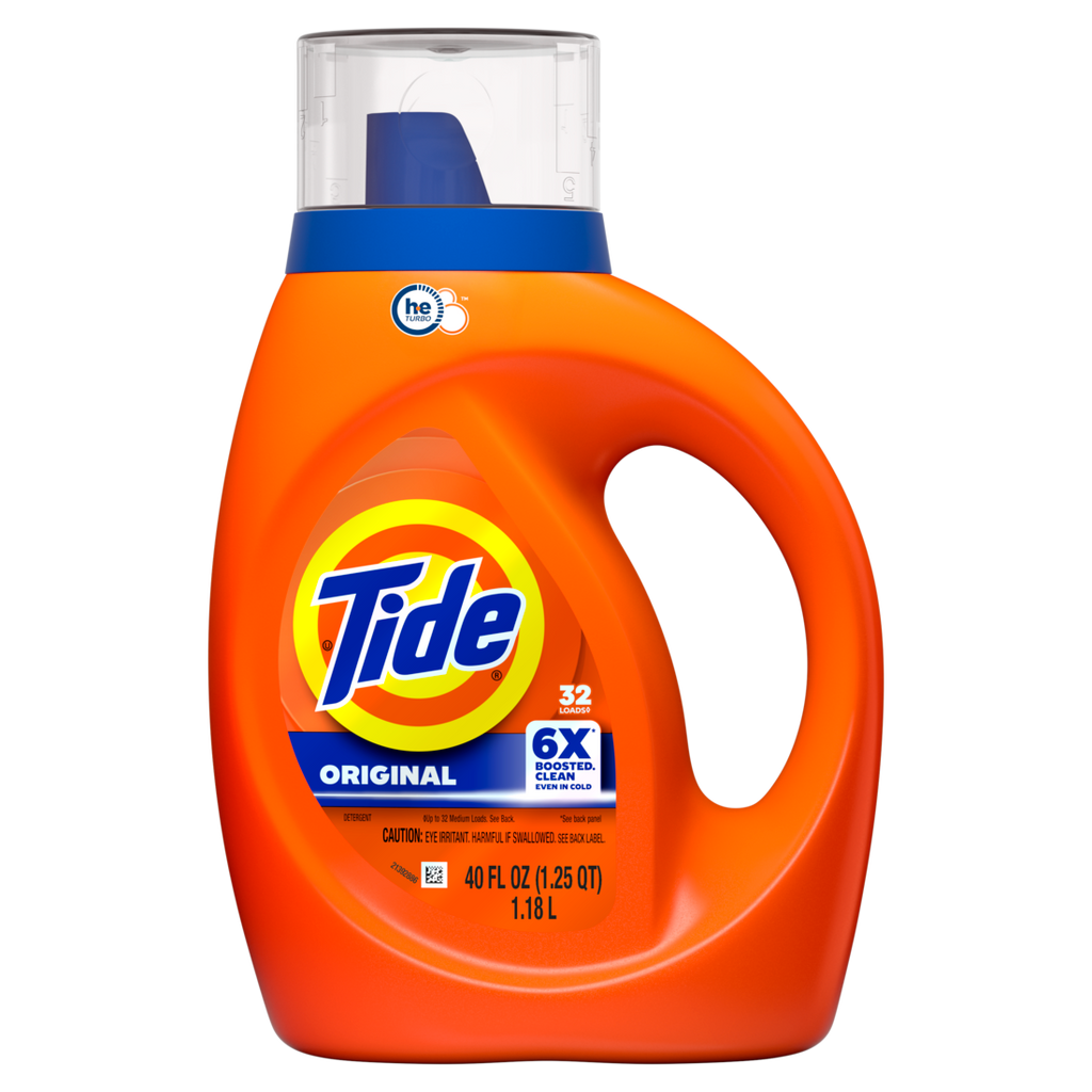 Tide Liquid Laundry Detergent Original Scent 32 Loads Boosted Clean Even In Cold Water Laundry Soap Concentrated Liquid Detergent - 40oz/6pk