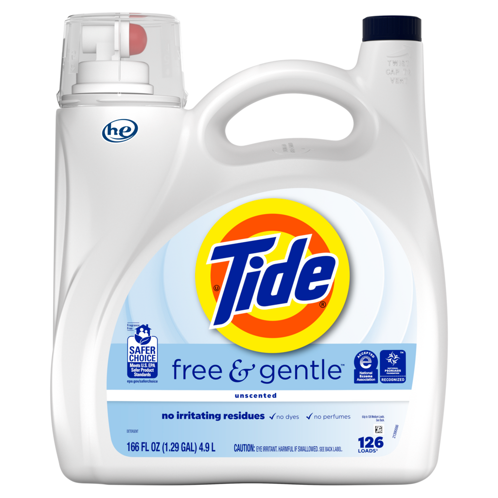 Tide Free & Gentle Liquid Laundry Detergent 126 Loads Tide Laundry Detergent Clean Laundry Detergent - 166oz/4pk
