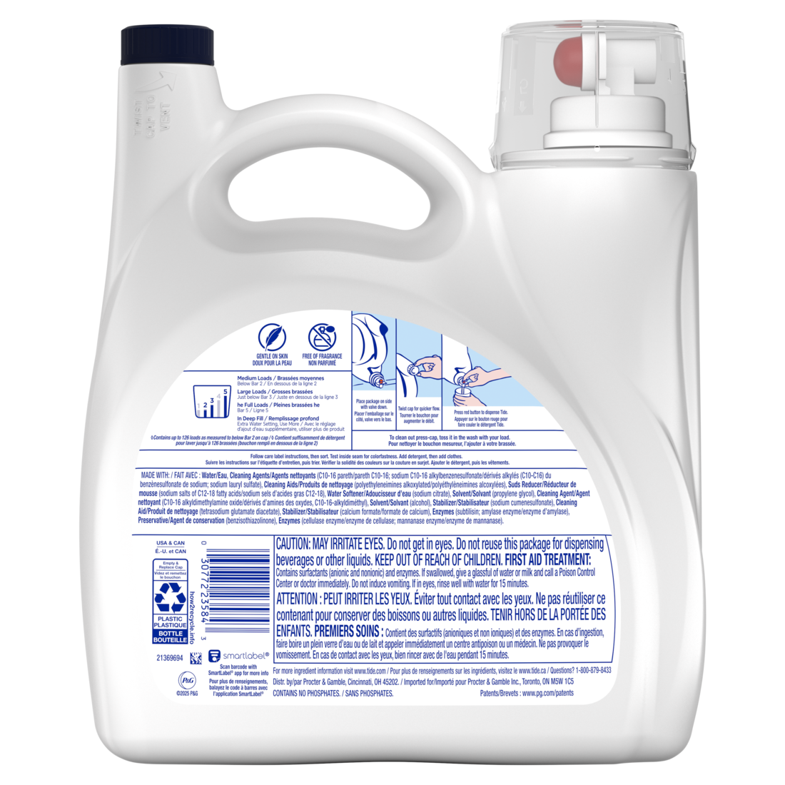 Tide Free & Gentle Liquid Laundry Detergent 126 Loads Tide Laundry Detergent Clean Laundry Detergent - 166oz/4pk