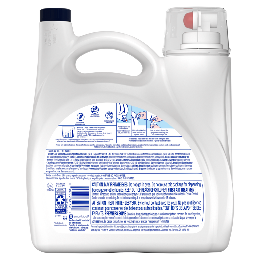 BONUS Tide Free & Gentle Liquid Laundry Detergent 115 Loads - 151oz/4pk