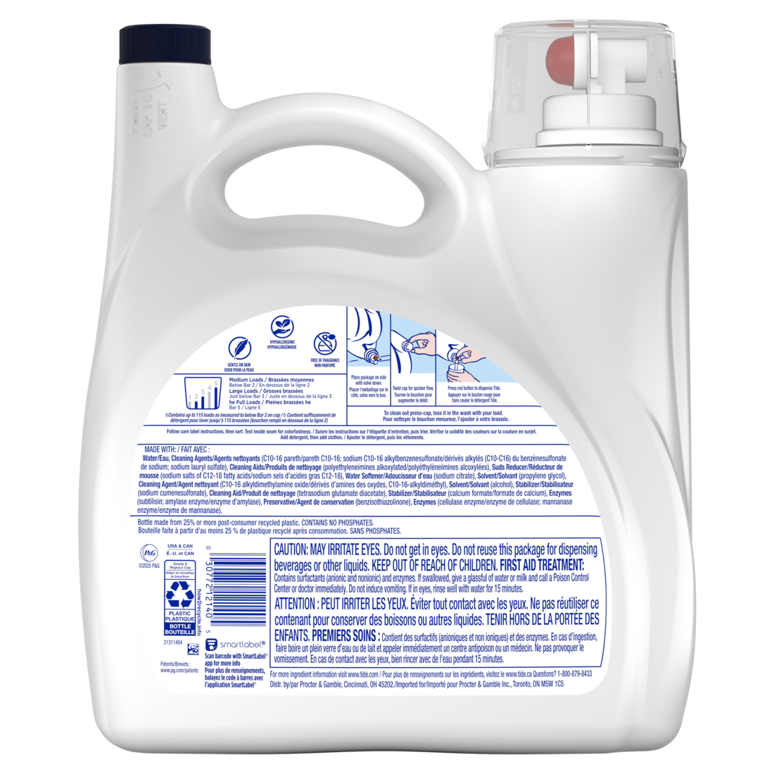 BONUS Tide Free & Gentle Liquid Laundry Detergent 115 Loads - 151oz/4pk
