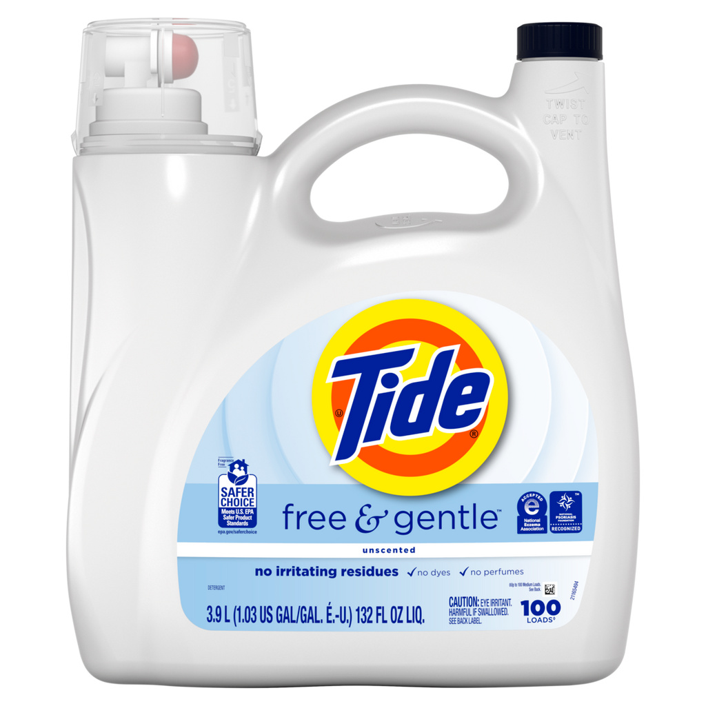 Tide Free & Gentle Liquid Laundry Detergent 100 Loads Tide Laundry Detergent Clean Laundry Detergent - 132oz/4pk