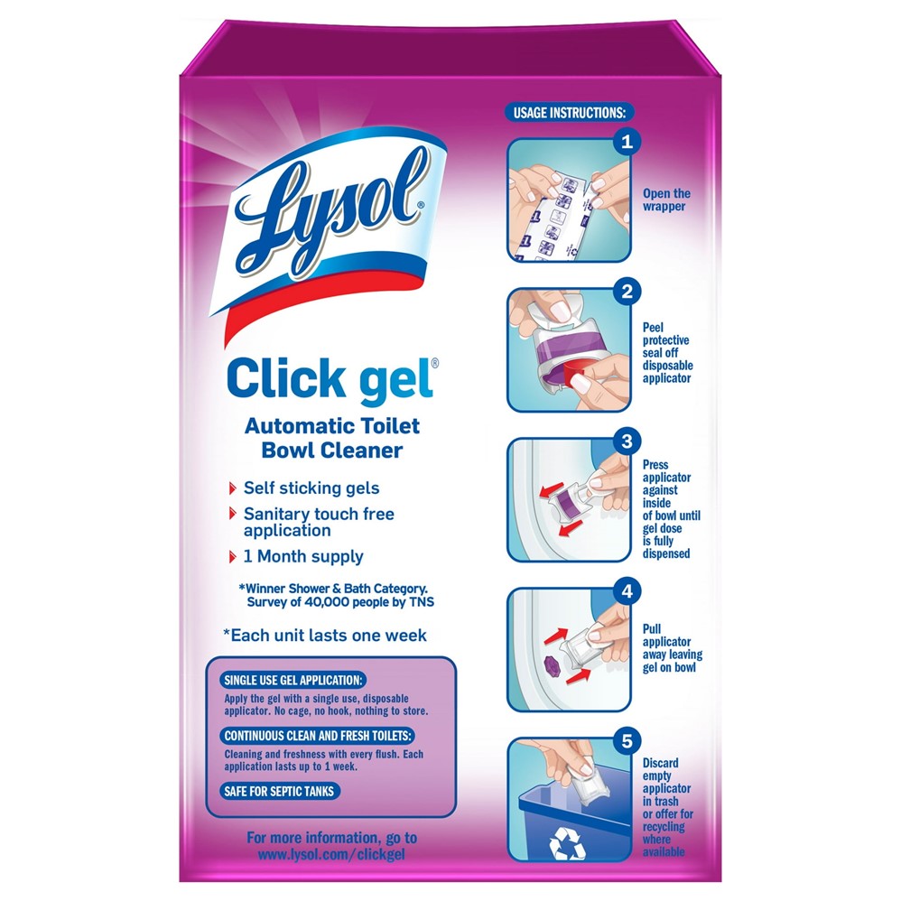 Lysol Automatic Toilet Bowl Cleaner - Click Gel Lavender Fields - 6ct/4pk