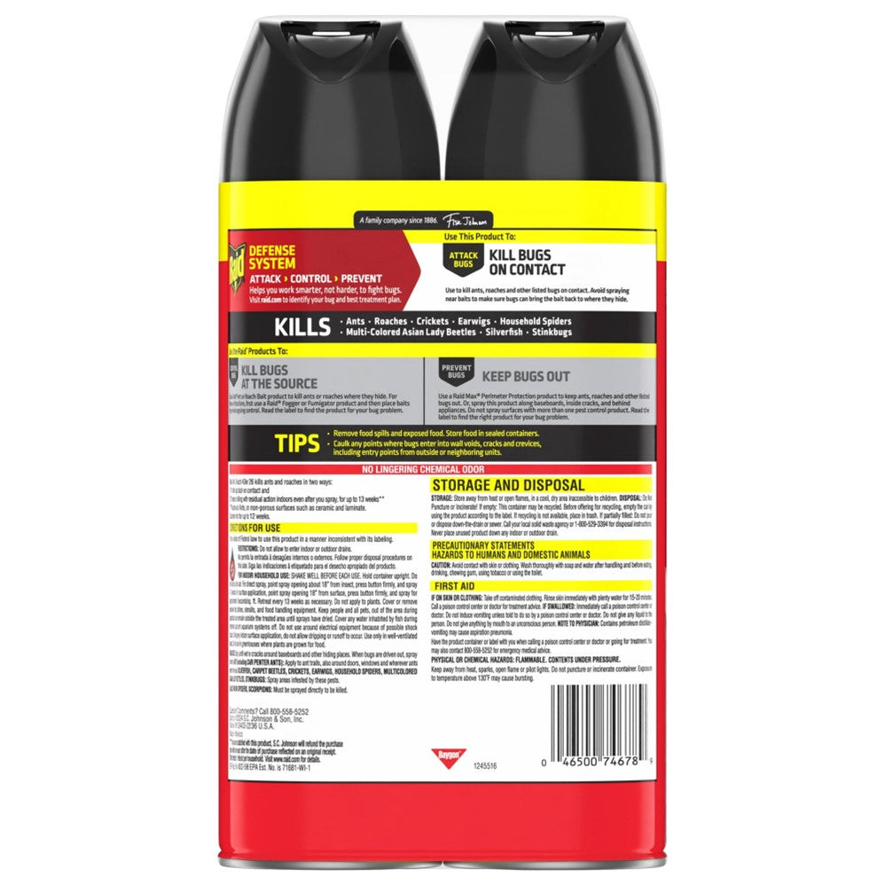 Raid Ant & Roach Aero - Fragrance Free Twin Pack - (2x17.5)oz/6pk