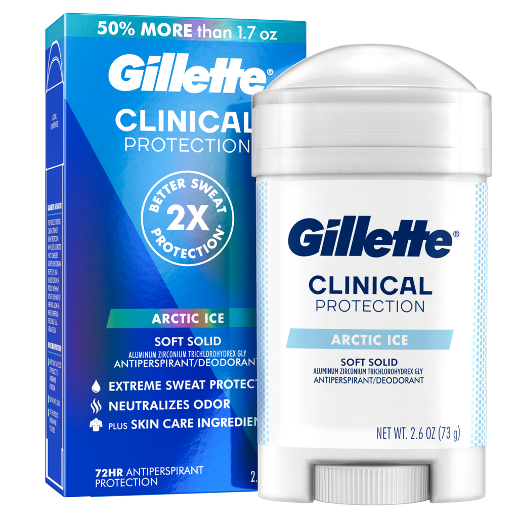 Gillette Clinical Protection Soft Solid Antiperspirant And Deodorant For Men Arctic Ice Scent - 2.6oz/12pk