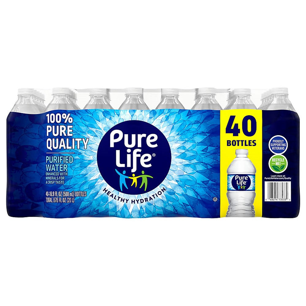 Pure Life Purified Water Plastic Bottled Water - 16.9oz/40pk