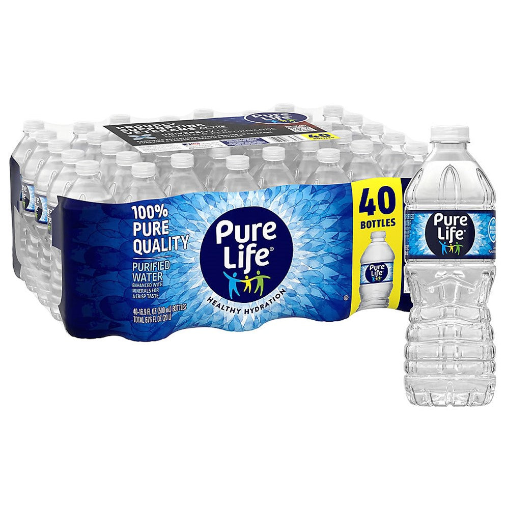 Pure Life Purified Water Plastic Bottled Water - 16.9oz/40pk