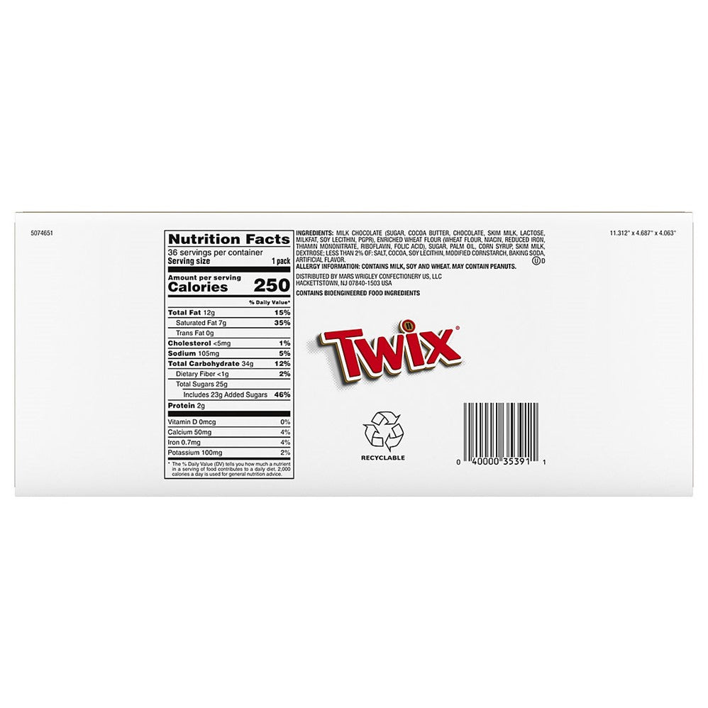 Twix Caramel Cookie Chocolate Candy Bars Full Size - 1.79oz/36pk