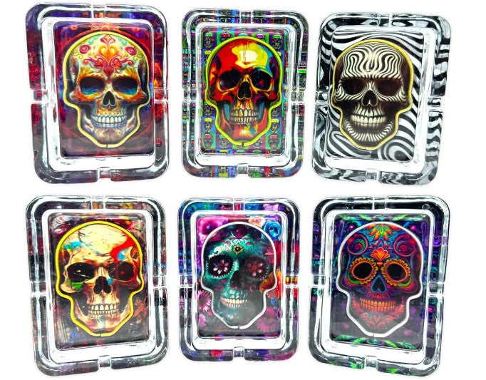 Light-Up Skull Glass Ashtray - 6ct