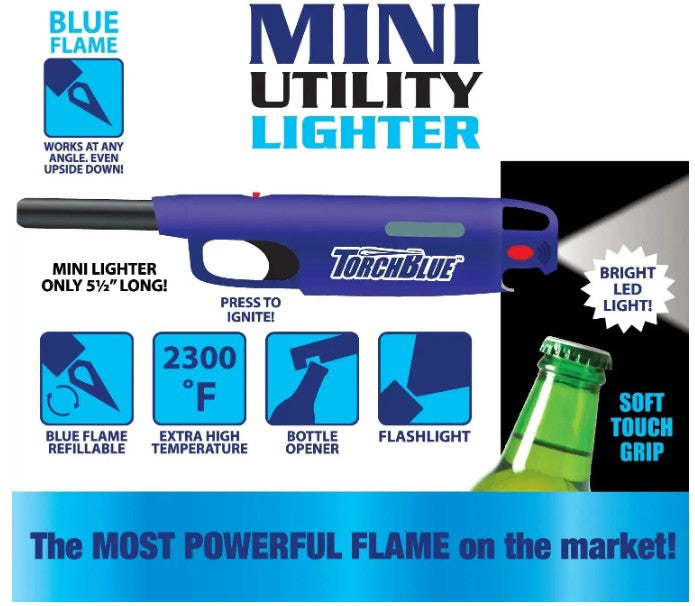 Mini Utility Torch Stick Lighter with LED Light - 12ct