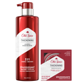 Old Spice Thickening Bundle for Men Thickening Men's 2in1 Shampoo 17.9oz and Conditioner with Biotin and Invigorating Menthol & Thickening Styling Pomade infused with Biotin 2.22oz - (17.9+2.22)oz/4pk