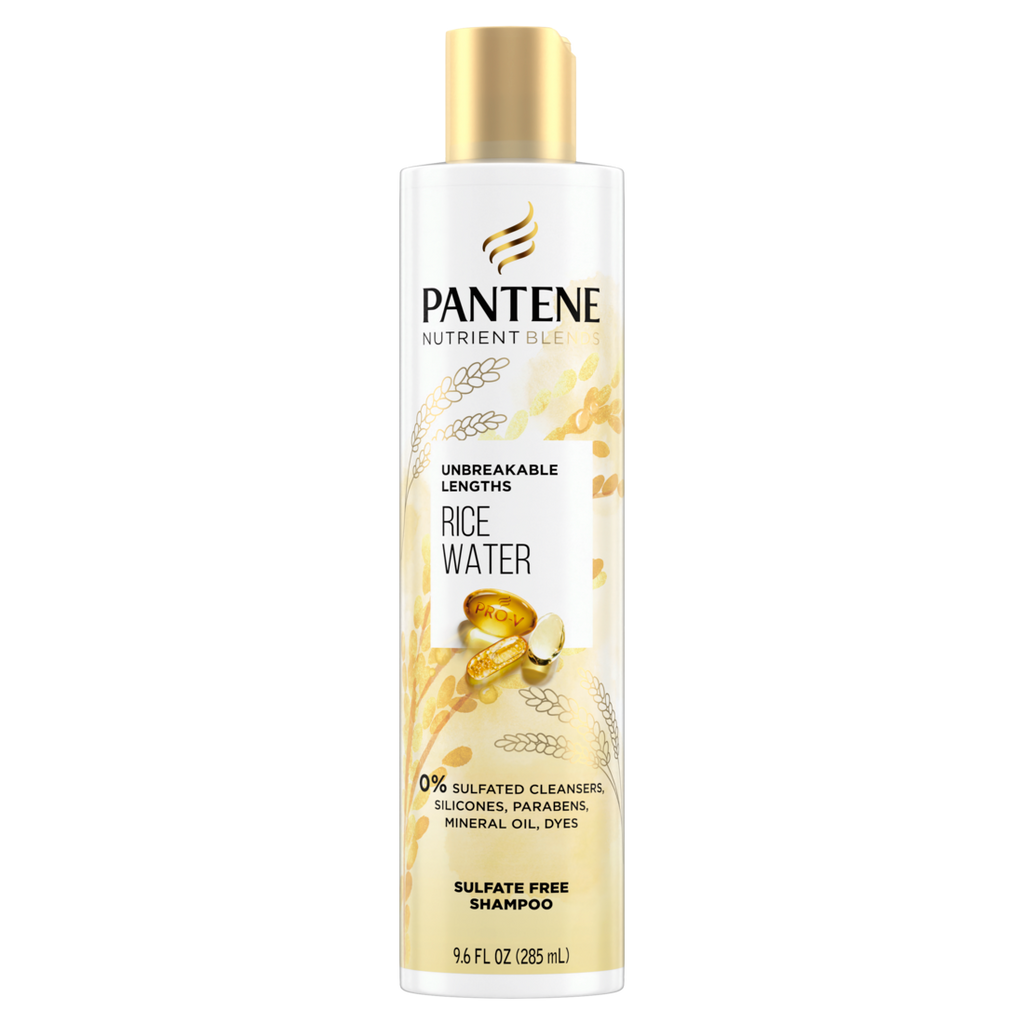 Pantene Nutrient Blends Unbreakable Lengths Rice Water Sulfate Free Shampoo - 9.6oz/4pk
