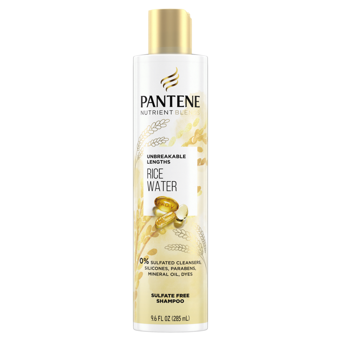 Pantene Nutrient Blends Unbreakable Lengths Rice Water Sulfate Free Shampoo - 9.6oz/4pk