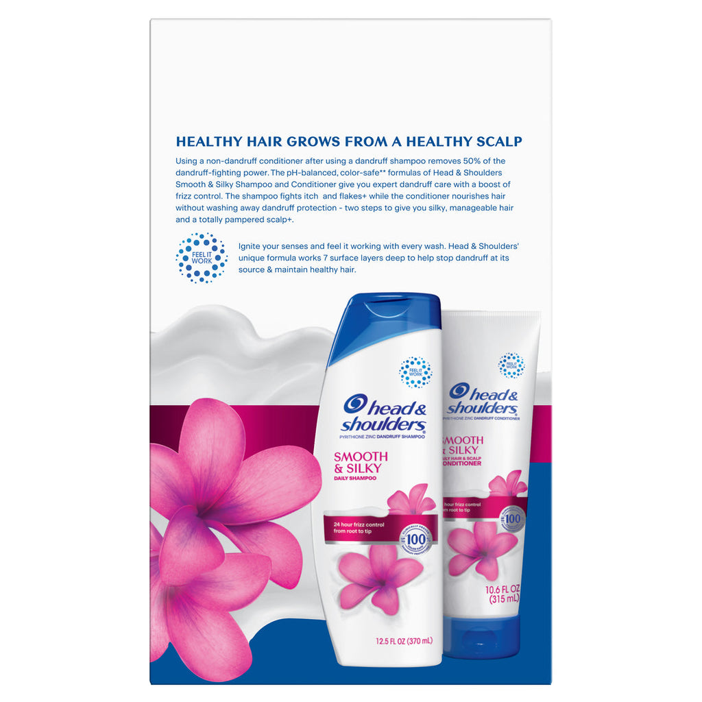 Head And Shoulders Paraben Free Smooth & Silky Shampoo And Conditioner Dual Pack 12.5oz Shampoo + 10.6oz Conditioner - (12.5+10.6)oz/4pk