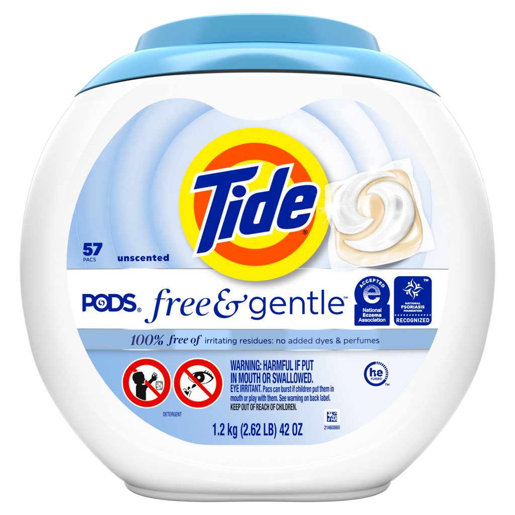 Tide Pods Free & Gentle Laundry Detergent Trusted Gentle Laundry Detergent Pods 100% Free Of Irritating Residues No Added Dyes And Perfumes - 57ct/4pk