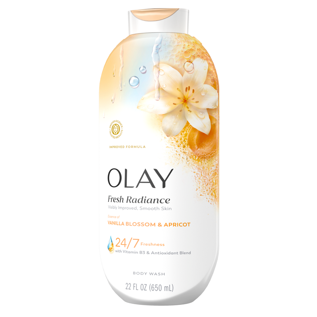 Olay Fresh Radiance Body Wash With Essence Of Vanilla Blossom And Apricot Vitamin B3 And Antioxidant Blend - 22oz/4pk