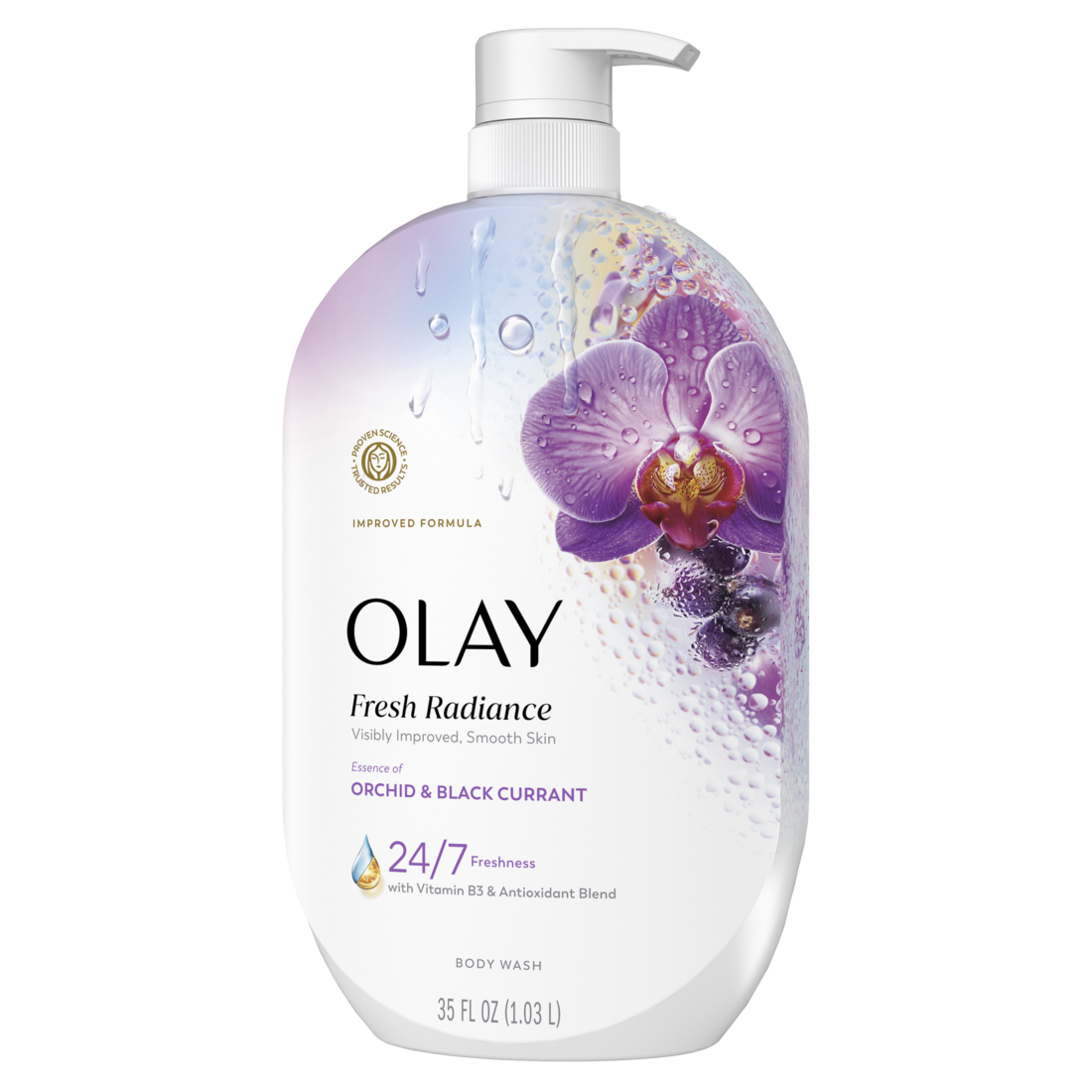 Olay Fresh Radiance Body Wash With Essence Of Orchid And Black Currant Vitamin B3 And Antioxidant Blend - 35oz/4pk