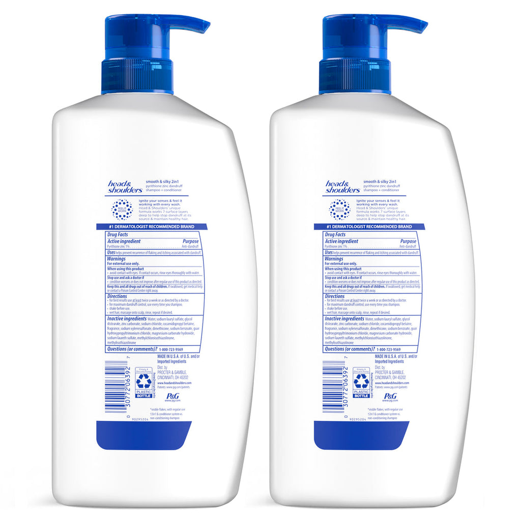 Head And Shoulders Smooth & Silky 2-In-1 Anti-Dandruff Paraben Free Shampoo + Conditioner Twin Pack - (2x31.4)oz/4pk