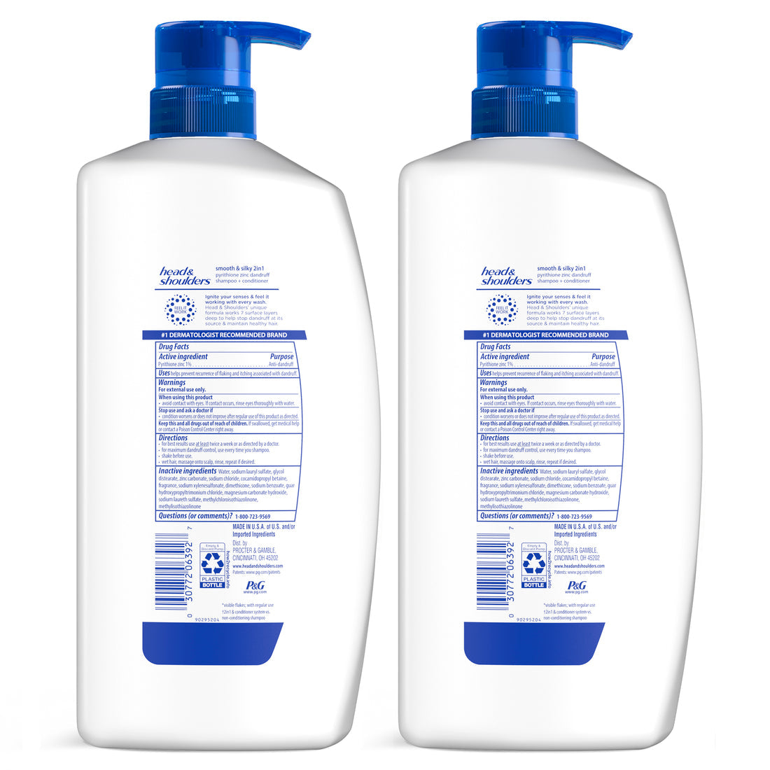Head And Shoulders Smooth & Silky 2-In-1 Anti-Dandruff Paraben Free Shampoo + Conditioner Twin Pack - (2x31.4)oz/4pk