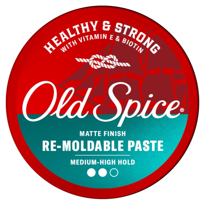 Old Spice Re-Moldable Paste For Men Healthy & Strong With Vitamin E & Biotin Men's Hair Styling Paste Medium-High Hold Matte Finish - 2.22oz/12pk