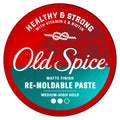 Old Spice Re-Moldable Paste For Men Healthy & Strong With Vitamin E & Biotin Men's Hair Styling Paste Medium-High Hold Matte Finish - 2.22oz/12pk