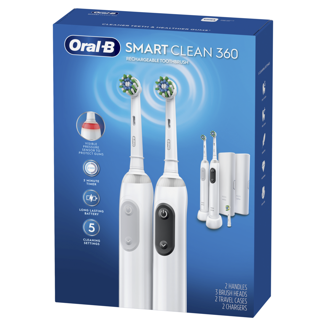 Oral-B Smart Clean 360 Rechargeable Toothbrush 2 Count - 1set/120pk
