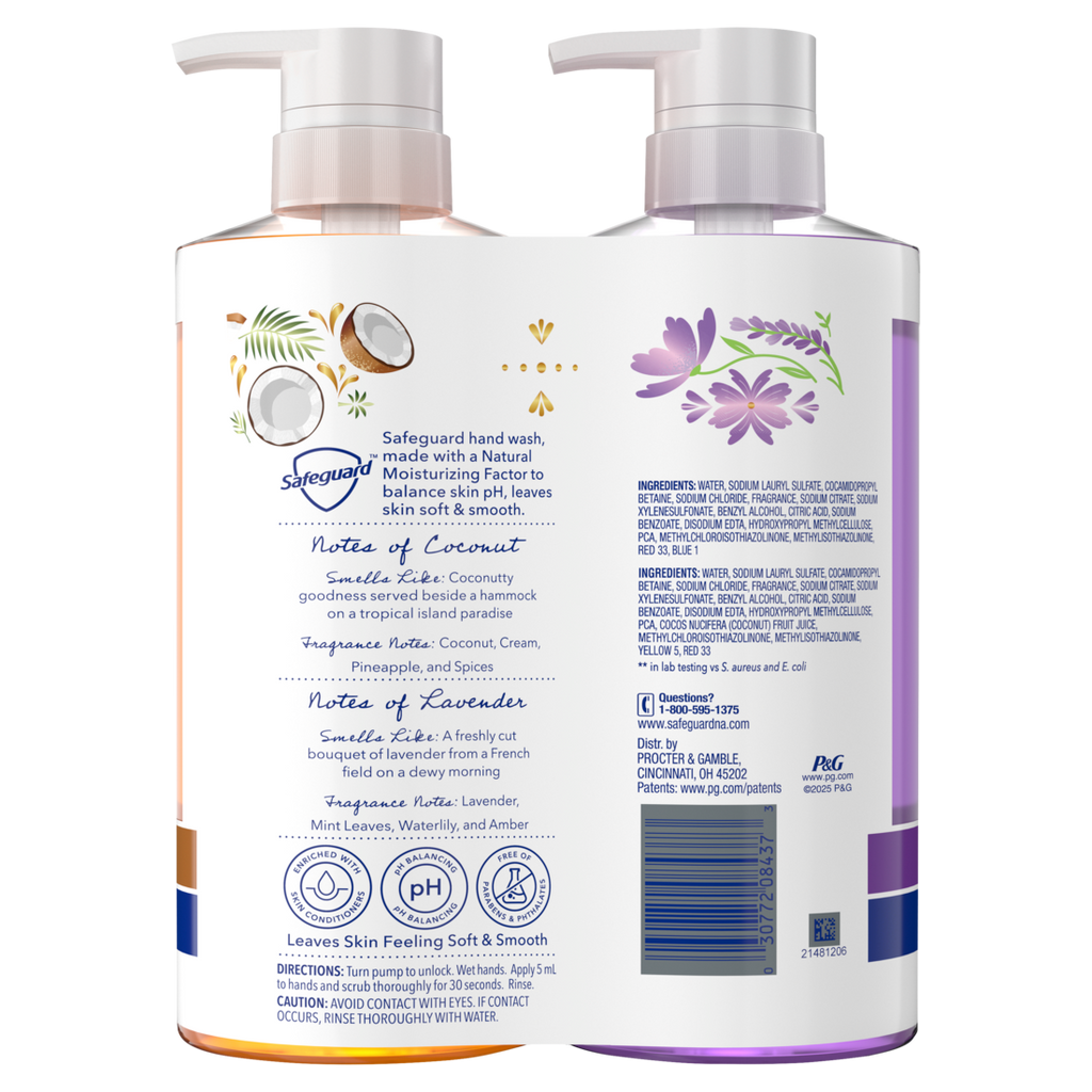Safeguard Hand Soap Notes Of Coconut And Notes Of Lavender - (2x15.5)oz/4pk