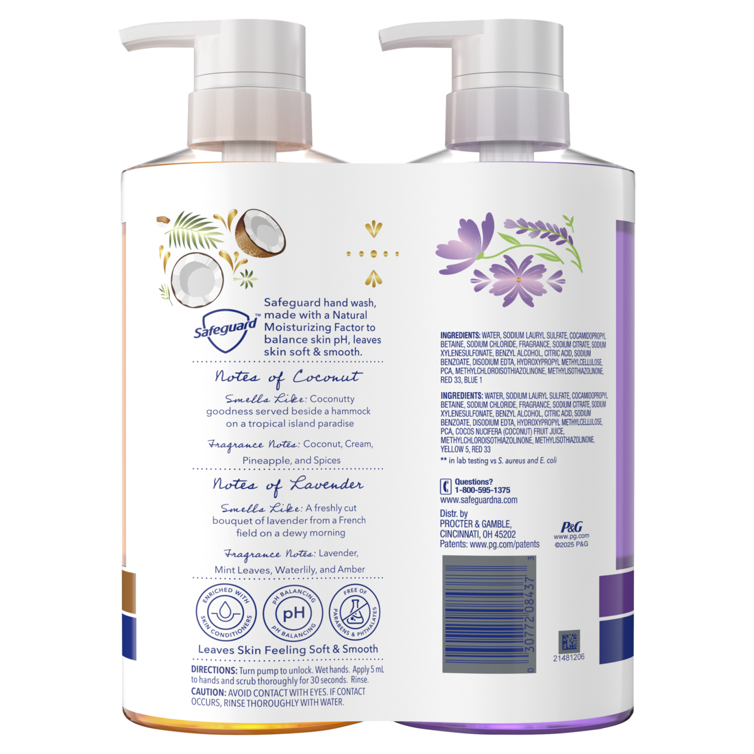 Safeguard Hand Soap Notes Of Coconut And Notes Of Lavender - (2x15.5)oz/4pk