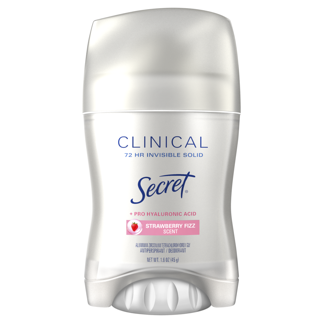 Secret Clinical Strength Antiperspirant And Deodorant For Women Pro-Hyaluronic Acid Invisible Solid Strawberry Fizz - 1.6oz/12pk