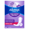Always Daily Extra Protect Liners Extra Long Length Length Unscented Panty Liners - 68ct/4pk
