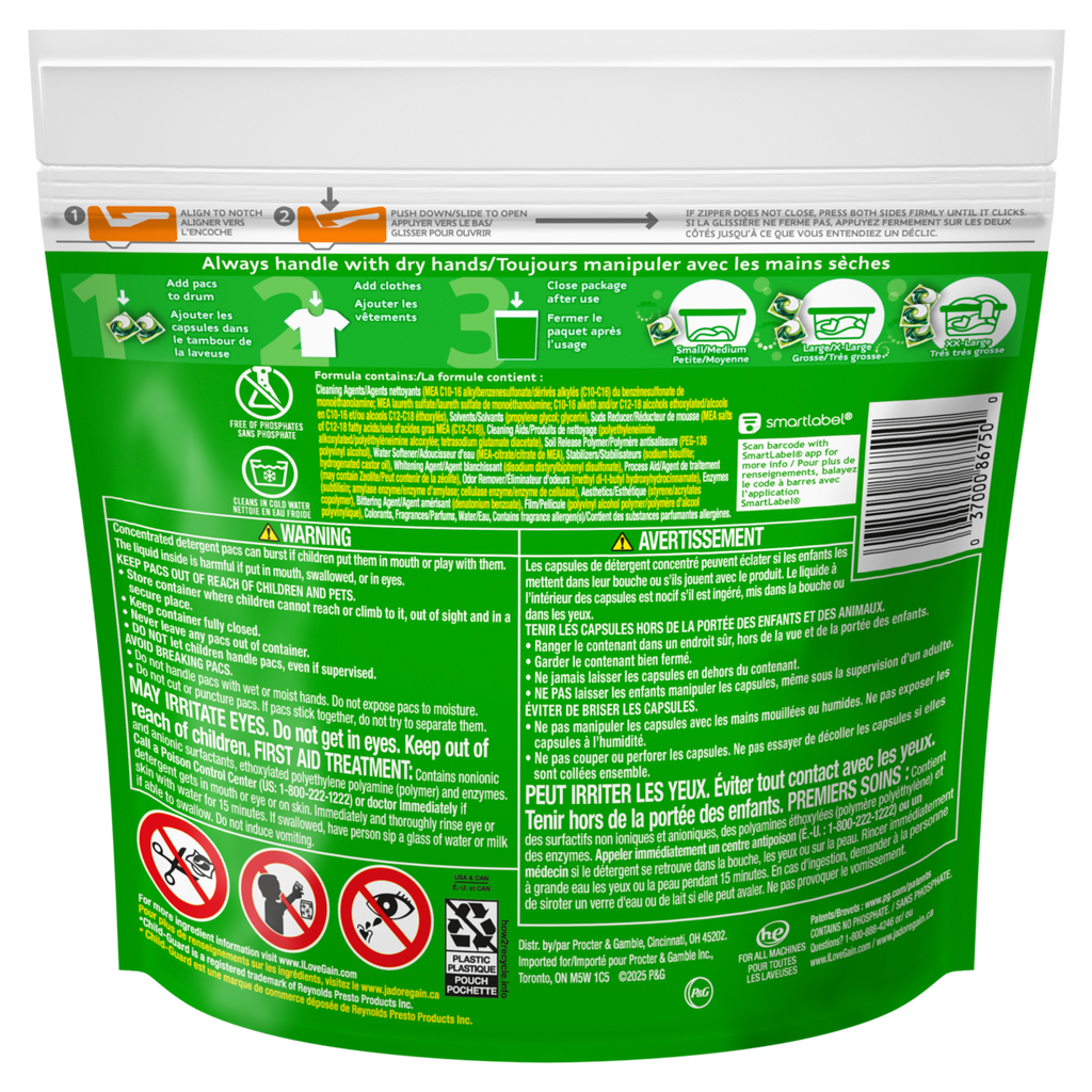 Gain Flings Laundry Detergent Pacs Original Scent With Odor Defense Concentrated Laundry Soap Pacs - 16ct/6pk
