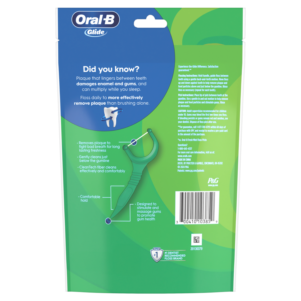 Oral-B Glide Mint Dental Floss Picks With Long Lasting Scope Flavor - 150ct/24pk
