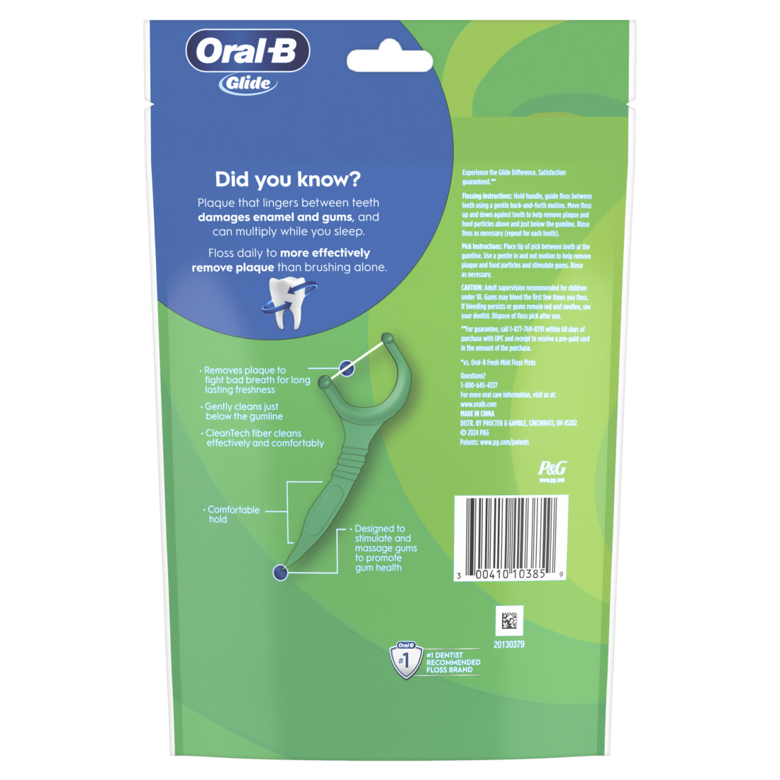 Oral-B Glide Mint Dental Floss Picks With Long Lasting Scope Flavor - 150ct/24pk